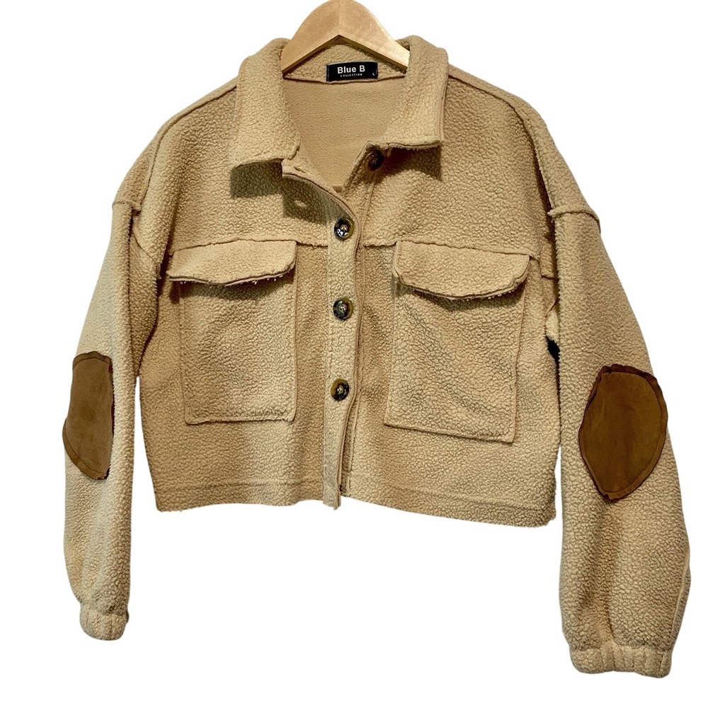 Blue B Collection Jacket - Beige with‎ Elbow Patches - Size Large